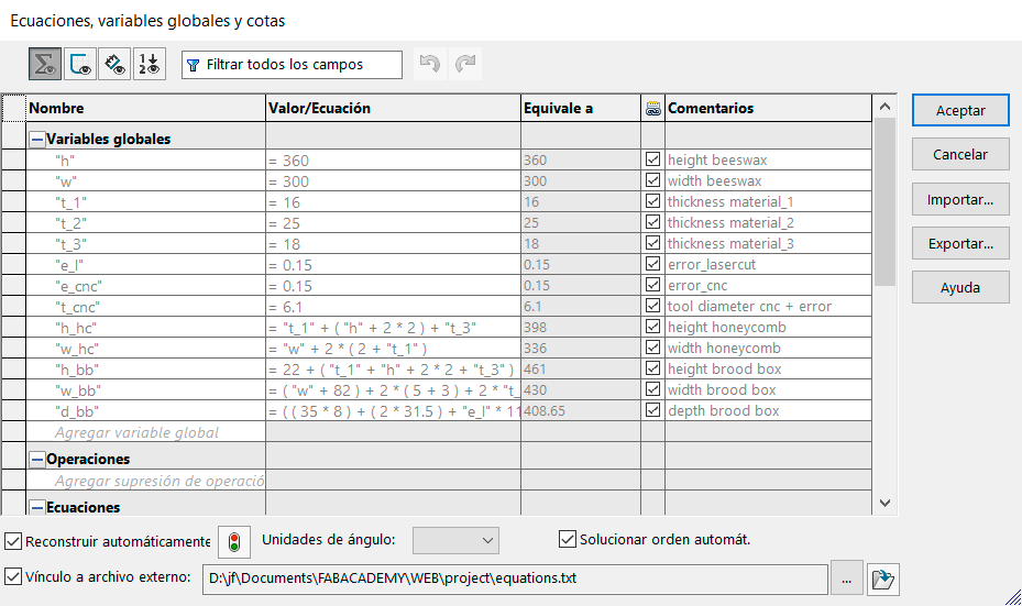 Parameters beehive