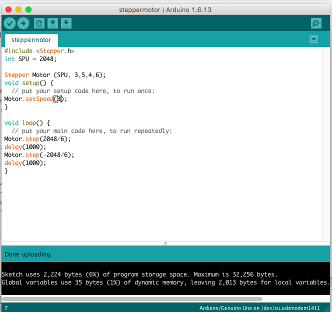 stepper program with Arduino