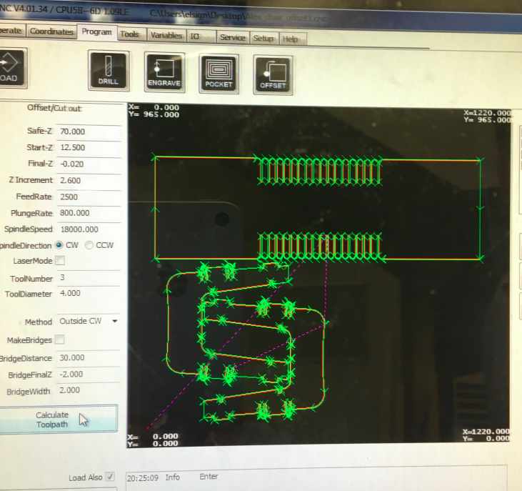 calculate toolpath