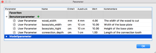 parameter modal