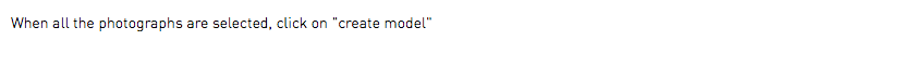 When all the photographs are selected, click on "create model"