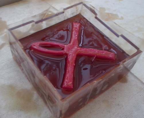 enclosure with the printed piece and urethane