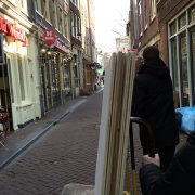 Bringing the wood from the nearby shop