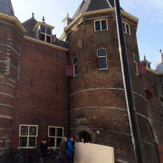 The Waag ("weigh house") is a 15th-century building that holds the Fab lab, Amsterdam. It was originally a city gate and part of the walls of Amsterdam. The building has also served for many purposes, such as a guildhall, museum, fire station and anatomical theatre. It featured in Rembrandt's painting: The Anatomy Lesson of Dr. Nicolaes Tulp.