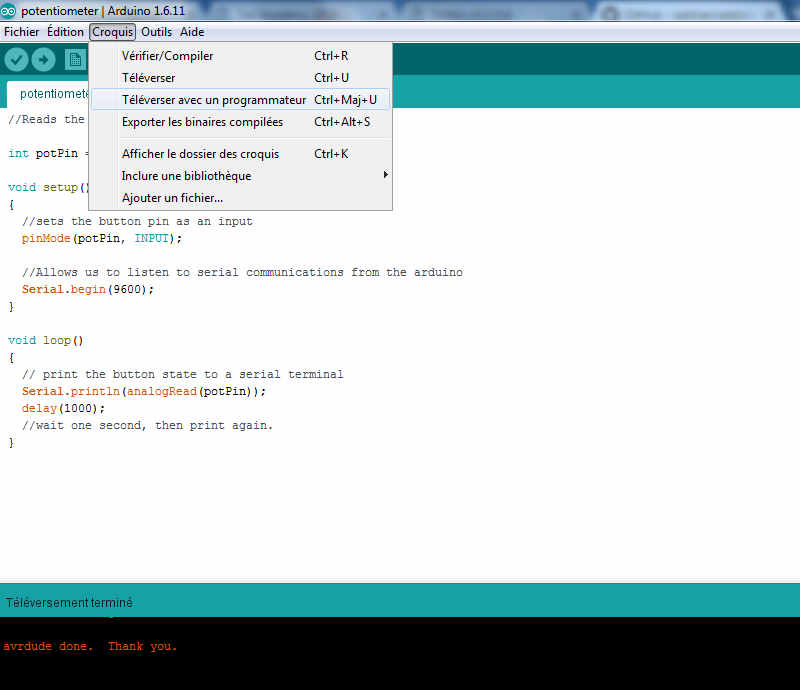 programming input device board with arduino isp