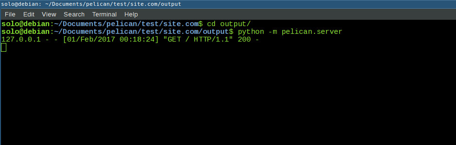 Pelican server activated