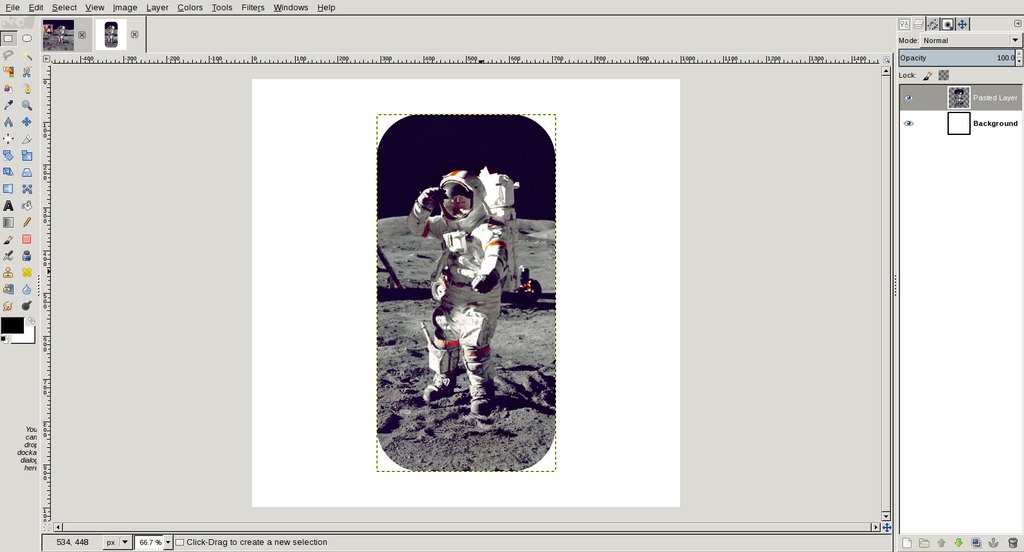 pasted image to new layer