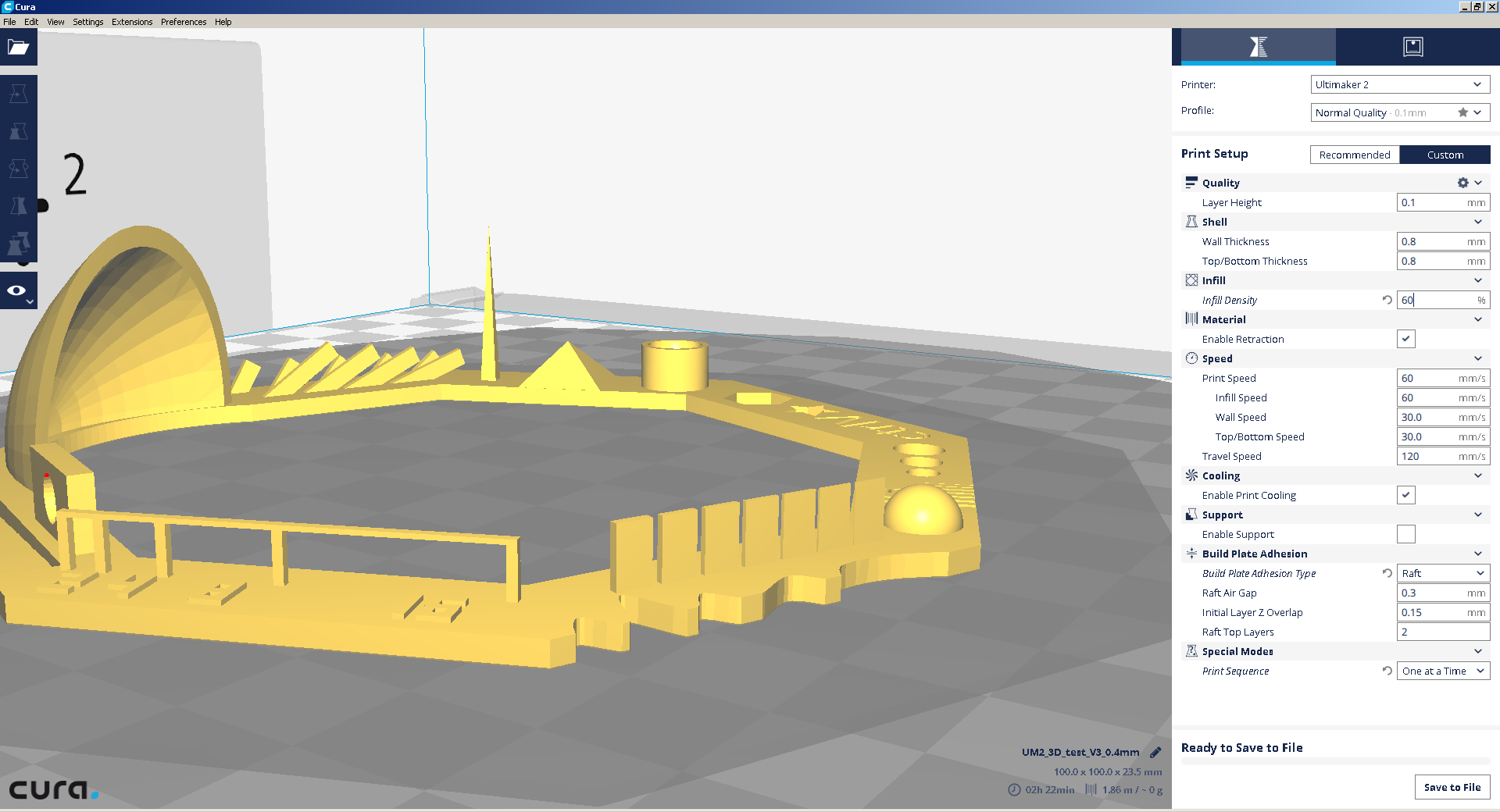 3d test in cura