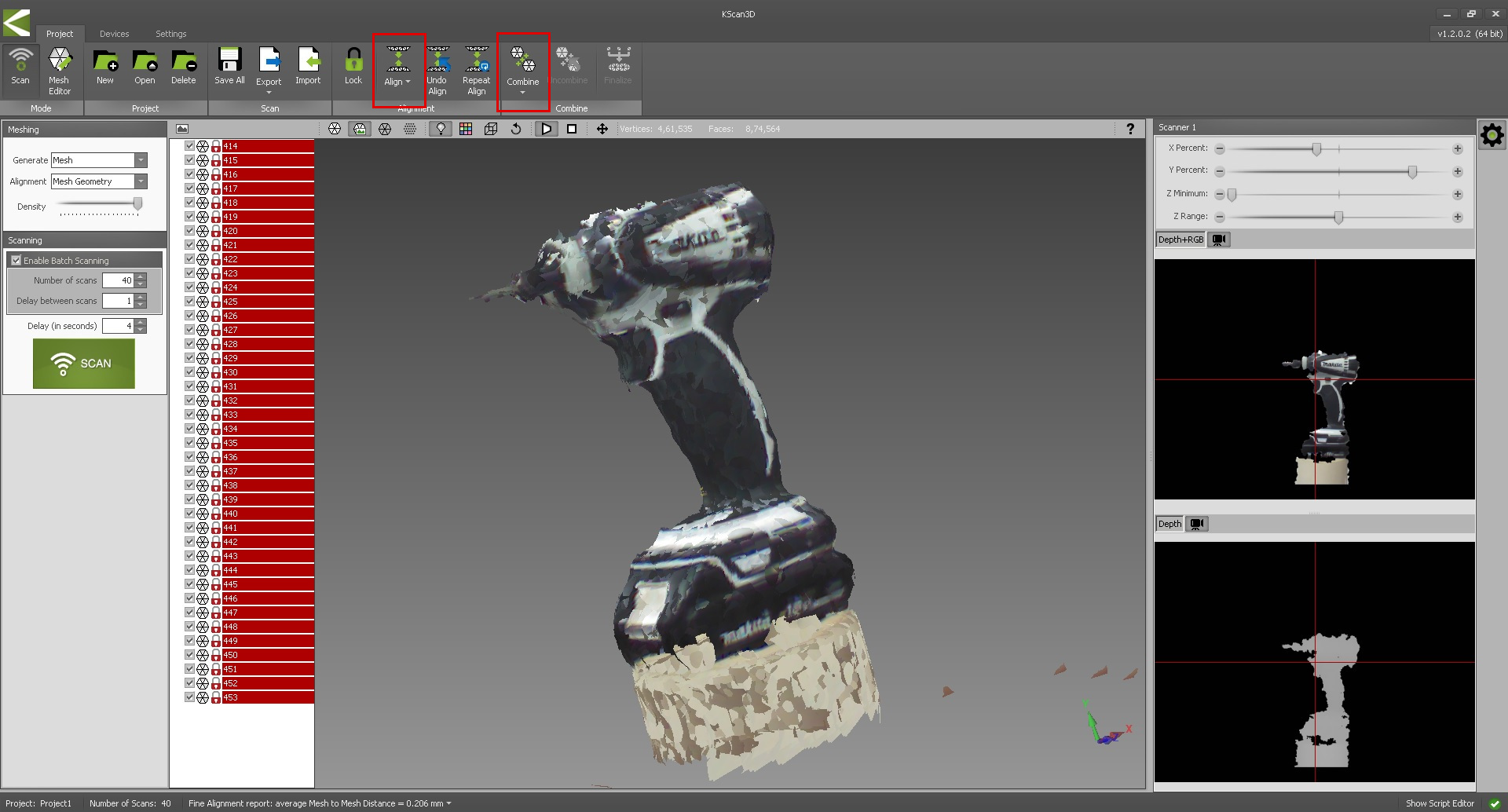 images captured by Kinect
