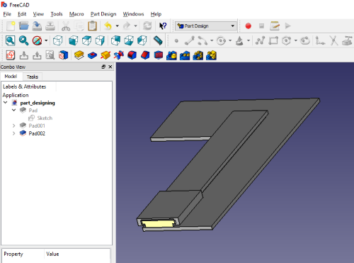 Screenshot part in freecad