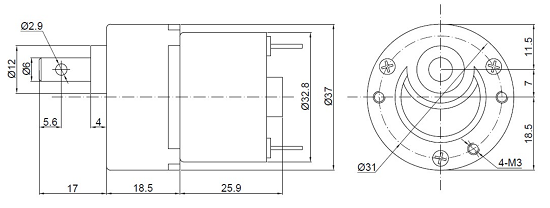 DC motor dimensions