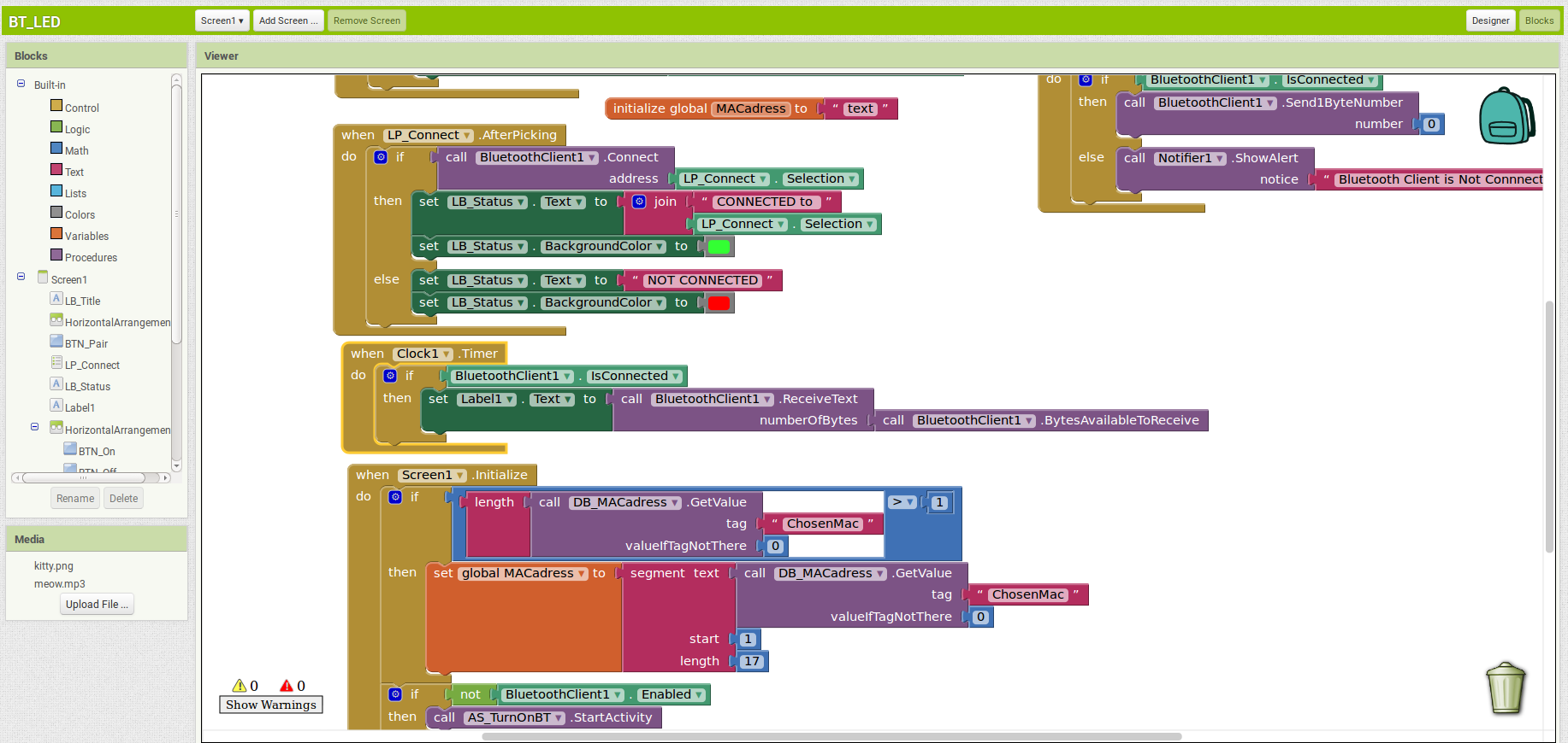 MIT App Inventor Bluetooth ATtiny Coding using Scratch